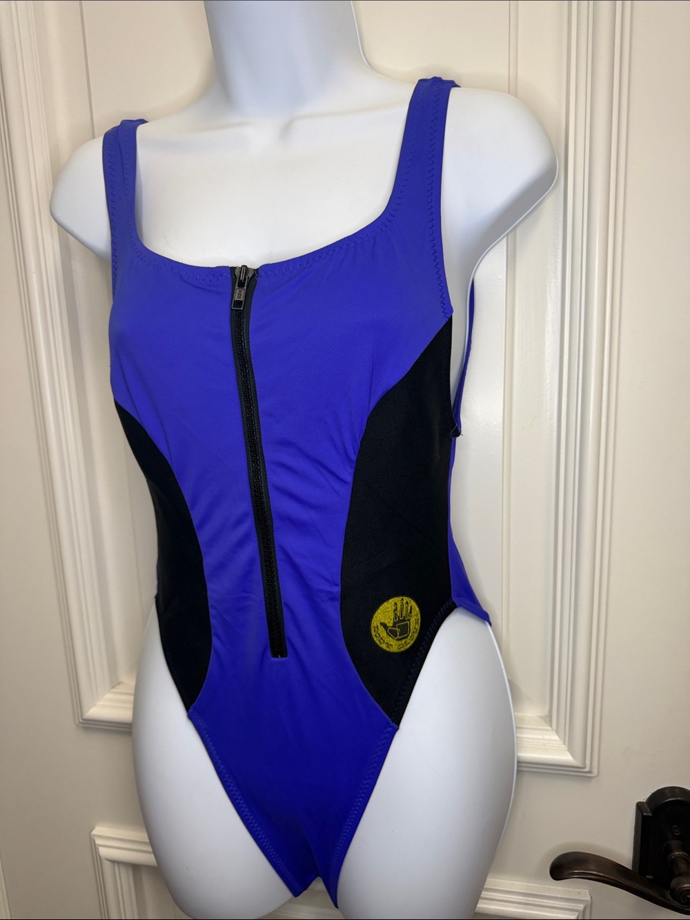 body glove blue purple swimsuit one piece bathing suit vintage retro swim